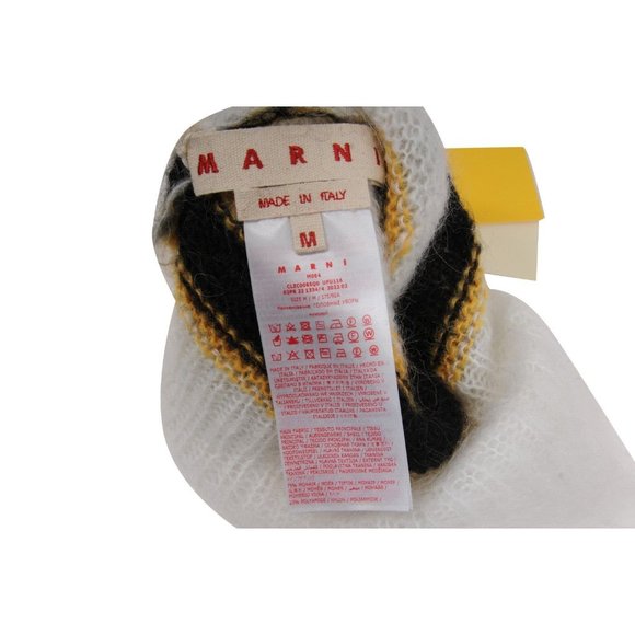 Marni Mens Fuzzy Wuzzy Brushed Beanie Medium White Mohair Blend Hat Skull Cap - Picture 5 of 9